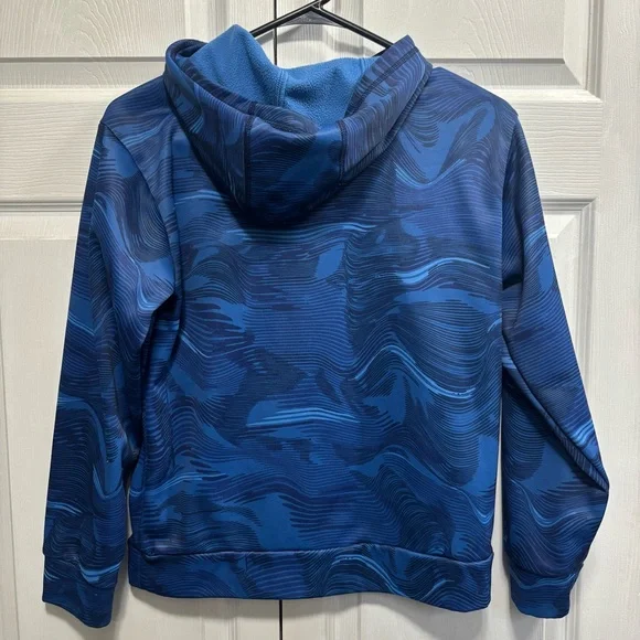 Kids Adidas Blue Patterned Hoodie with Pockets - Picture 2 of 5